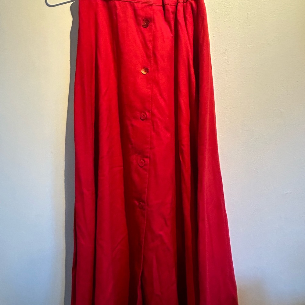 Vintage Vibrant Red Maxi Skirt